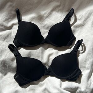 On Gossamer Black Bra (Set of 2)